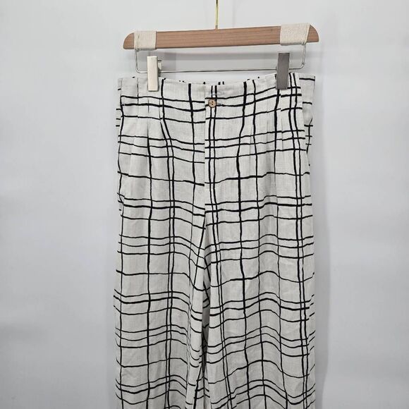 Haven + Blair Black White Pants Size Medium Wide Leg Casual Light - Picture 3 of 9